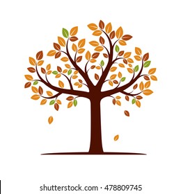 Autumn Tree. Vector Illustration. Nature and Garden