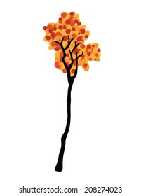 autumn tree, vector illustration on white background