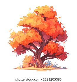 Autumn tree vector illustration. Autumn season. Tree isolated