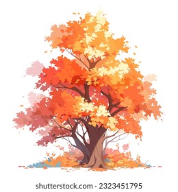 Autumn tree vector illustration. Autumn season. Tree isolated