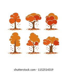 Autumn tree vector leaf fallen illustration
