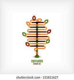 Autumn tree vector line art background