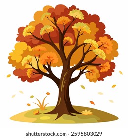 autumn tree vector in white background 