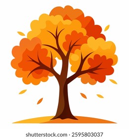 autumn tree vector in white background 