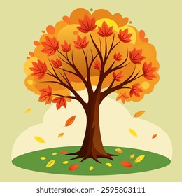 autumn tree vector in white background 