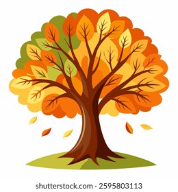 autumn tree vector in white background 
