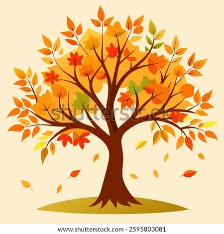 autumn tree vector in white background 