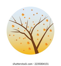 Herbstbaum Vektor.Realistische Bäume einzeln auf Kreis.