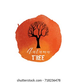 Autumn tree. Watercolor vector background