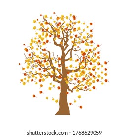 Autumn tree with white background. Illustration vector