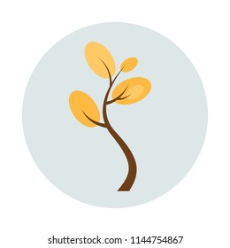 Autumn tree with yellow leafs flat icon isolated on white background. Autumn tree sign symbol in flat style. Autumn element Vector illustration for web and mobile design.