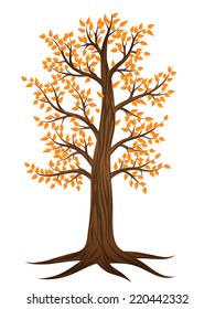 Autumn tree with yellow and orange leaves. 