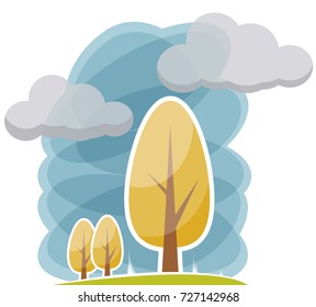 autumn trees against the sky. simple vector drawing