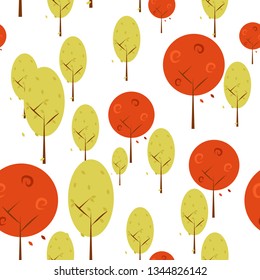 Autumn Trees Background Isolated Vector Illustration Graphic Design