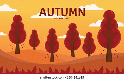 diseño vectorial de fondo de árboles de otoño