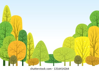 Autumn trees background. Vector illustration of abstract nature 