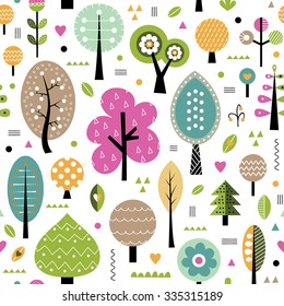 autumn trees collection pattern