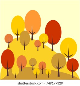 Autumn trees collection. Vector illustration. Autumn tree Clip Art.