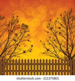 Autumn trees with deciduous leaves.Vector