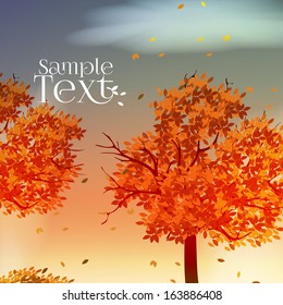 Autumn trees in Fall season Abstract Background - Vector Illustration