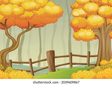 Autumn trees in the forest background illustration