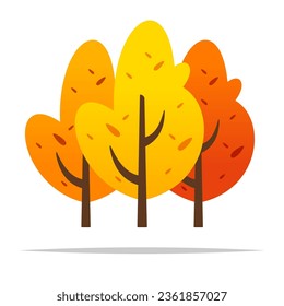 Autumn trees forest decorative vector isolated illustration