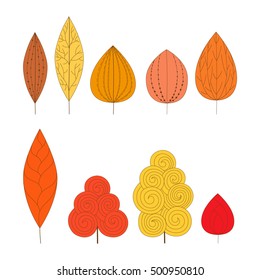 Autumn trees icon. Vector illustration.