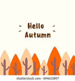 Autumn Trees. Autumn landscape forest trees. Vector illustration. Hello autumn. 