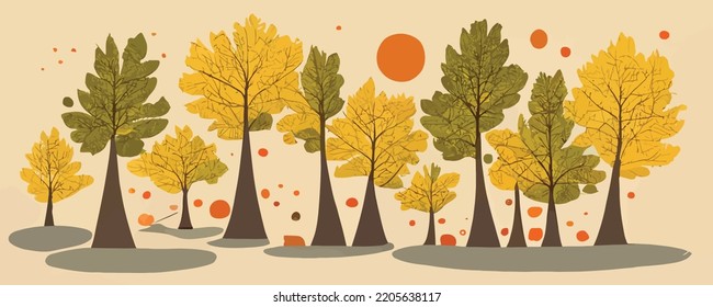 autumn trees landscape, path way