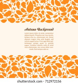 Autumn trees leaves background. Colorful autumnal foliage template with text space for your design. Hello autumn! Vector illustration. Design elements.