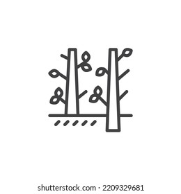 Autumn trees line icon. linear style sign for mobile concept and web design. Trees with leaves outline vector icon. Symbol, logo illustration. Vector graphics