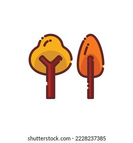 Autumn Trees Lineal Icon - Autumn Season Icon Vector Illustration Design