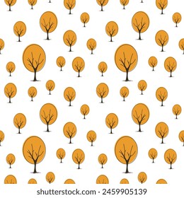 Autumn trees. Minimalistic seamless pattern. Vector illustration. Perfect for wallpapers, textiles, and decor.