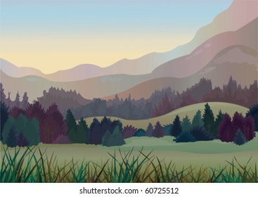 Autumn trees in mountains