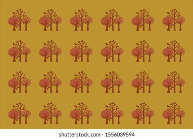 Autumn Trees Pattern. Flat Pattern Design for Wallpaper and Background.