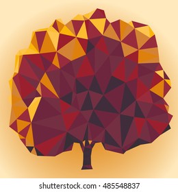 Autumn trees. Polygonal vector illustration. Seasonal design element.