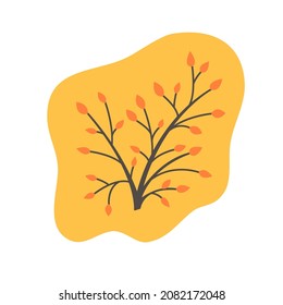 autumn trees in a Scandinavian style on white background. Flat vector illustration.