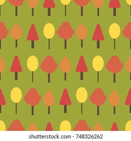 Autumn trees seamless pattern