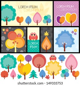 autumn trees set