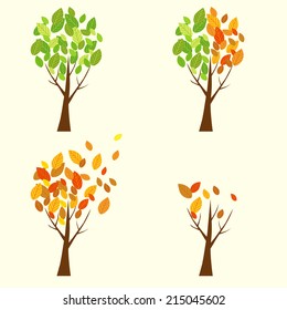 Autumn trees set