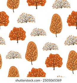 Árboles de otoño, conjunto de Ilustraciones vectoriales de árboles y arbustos lindos.