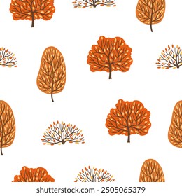 Árboles de otoño, conjunto de Ilustraciones vectoriales de árboles y arbustos lindos.