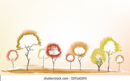 autumn trees vector background