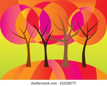 Autumn trees. Vector illustration