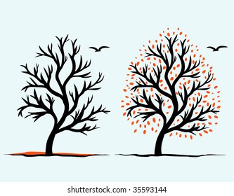 Autumn trees. Vector illustration.