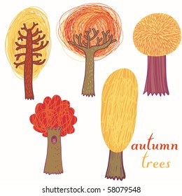 Autumn trees, vector set