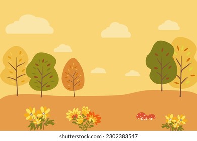 Autumn trees with warm tone background.