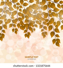 Autumn trees with yellow, golden, red leaves. Sun rays, glare. Autumn landscape. - Vector graphics