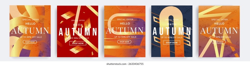 Autumn. Trendy Abstract Gradient Design in Retro Style from the 80s-90s. 