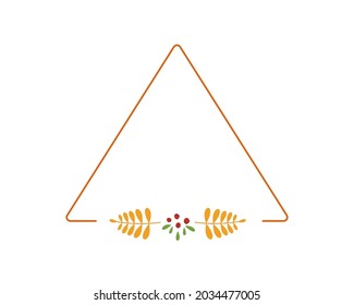 autumn triangular frame with yellow rowan leaves